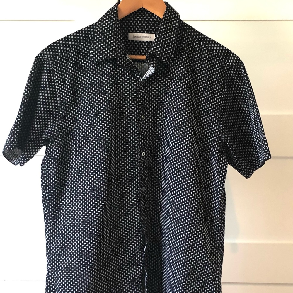 James Campbell Black and White Casual Button Down Shirt